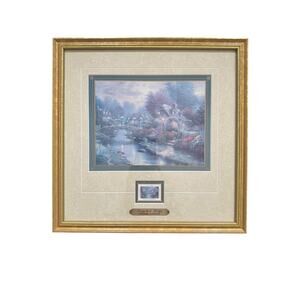 Vintage Thomas Kinkade LampLight Bridge Print with Certificate of Authenticity